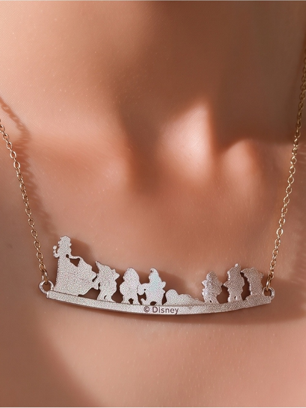 Disney Silver Snow White & Seven Dwarfs Silhouette Necklace